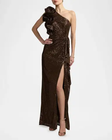 Mac Duggal One-Shoulder Sequined Column Gown | Thumbnail 2
