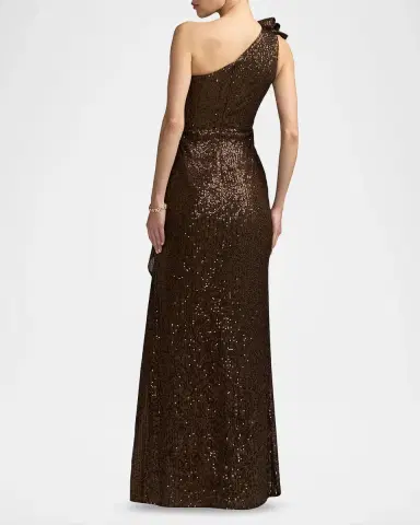 Mac Duggal One-Shoulder Sequined Column Gown | Thumbnail 3