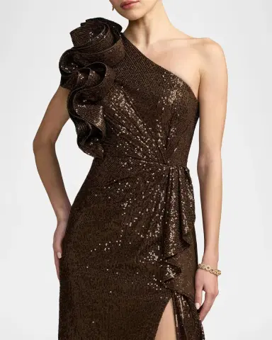 Mac Duggal One-Shoulder Sequined Column Gown | Thumbnail 4