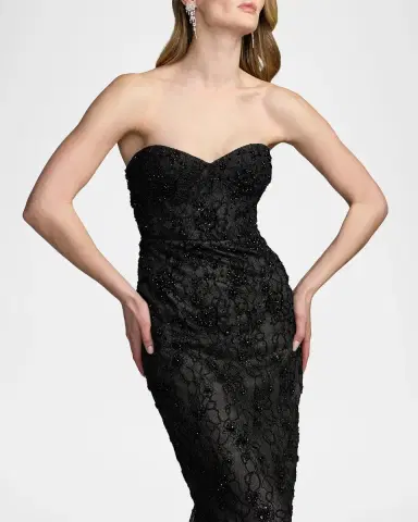 Mac Duggal Embellished Floral Lace Strapless Gown | Thumbnail 4