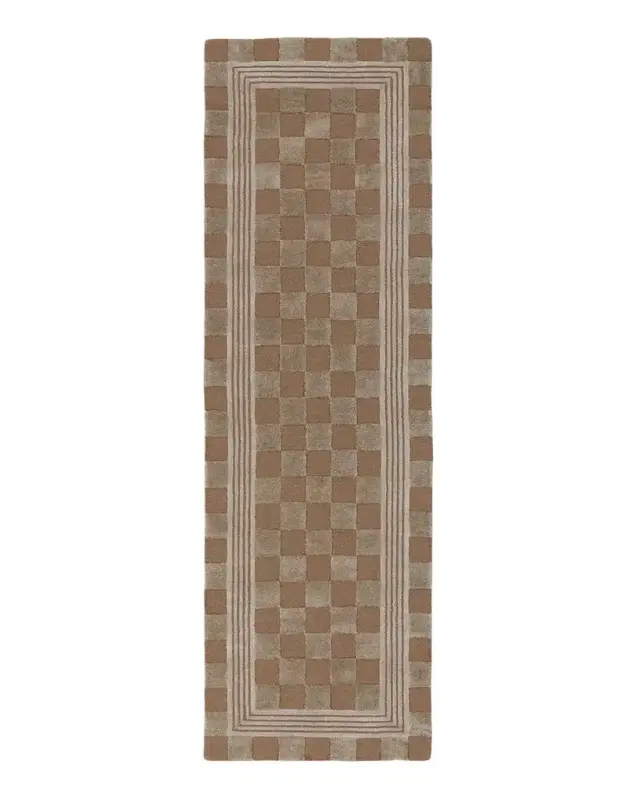 MacKenzie-Childs Mocha Tonal Check Runner, 3 ' x 8 '