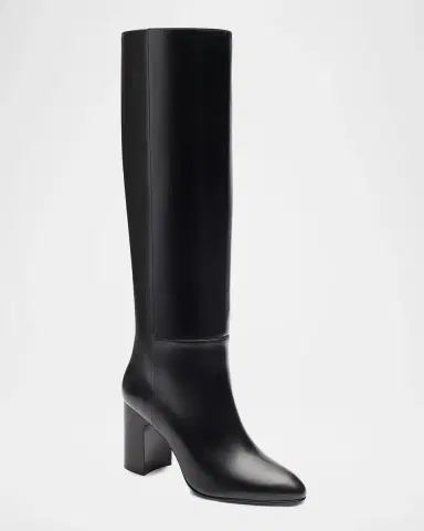 Stuart Weitzman 85mm Mulberry Leather Knee-High Boots | Thumbnail 2
