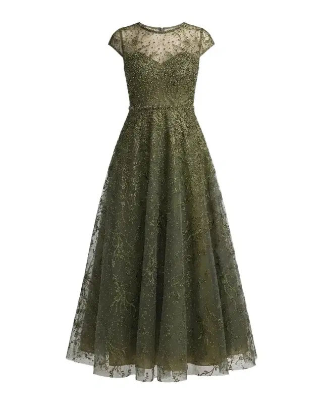 Mac Duggal Embellished Jewel Neck A-Line Cocktail Dress