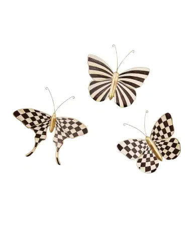 MacKenzie-Childs Courtly Check & Stripe Butterfly Trio | Thumbnail 1