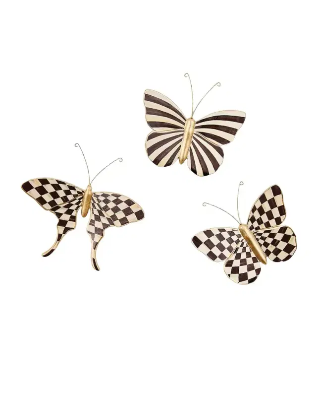 MacKenzie-Childs Courtly Check & Stripe Butterfly Trio