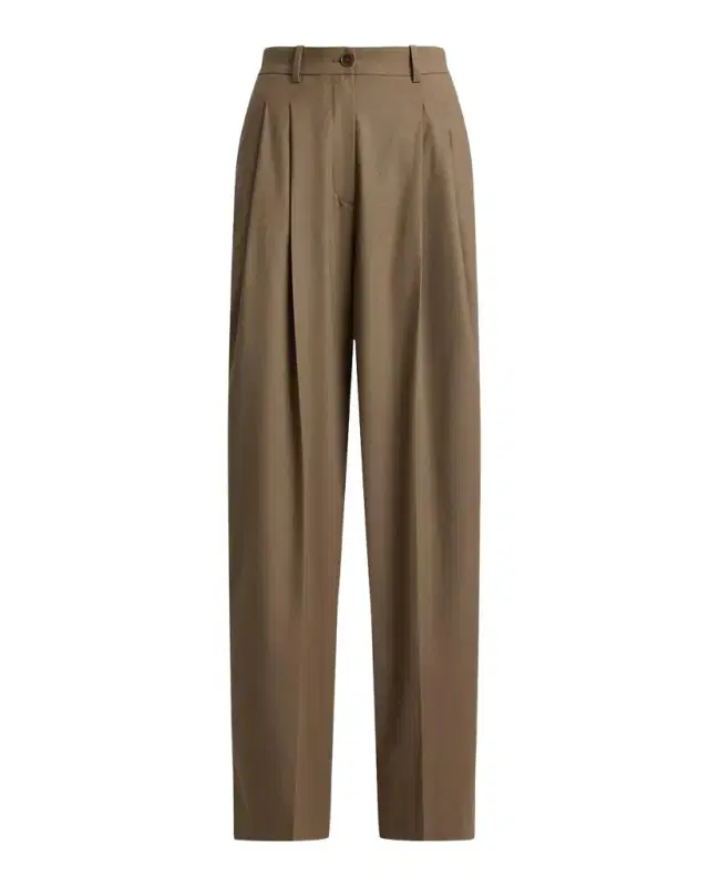Ralph Lauren Collection Clarice Wool-Blend Pleated Wide-Leg Pants