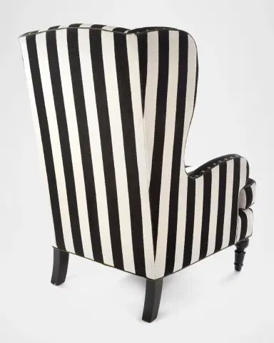 MacKenzie-Childs Marquee Black Stripe Chenille Wing Chair | Thumbnail 3 MacKenzie-Childs Marquee Black Stripe Chenille Wing Chair | Thumbnail 3