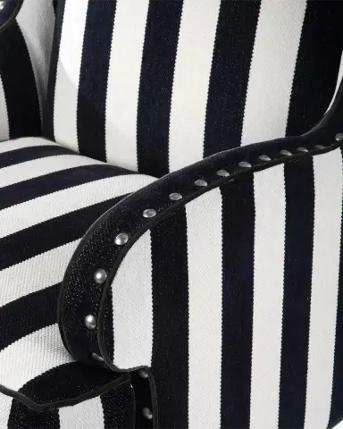 MacKenzie-Childs Marquee Black Stripe Chenille Wing Chair | Thumbnail 4 MacKenzie-Childs Marquee Black Stripe Chenille Wing Chair | Thumbnail 4