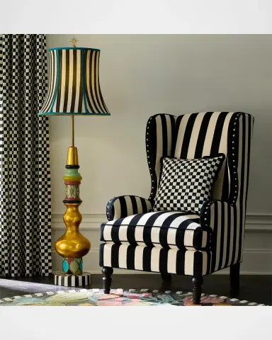 MacKenzie-Childs Marquee Black Stripe Chenille Wing Chair | Thumbnail 5 MacKenzie-Childs Marquee Black Stripe Chenille Wing Chair | Thumbnail 5
