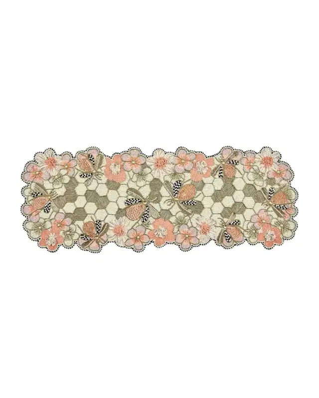 MacKenzie-Childs Cherry Blossom Bee Beaded Table Runner