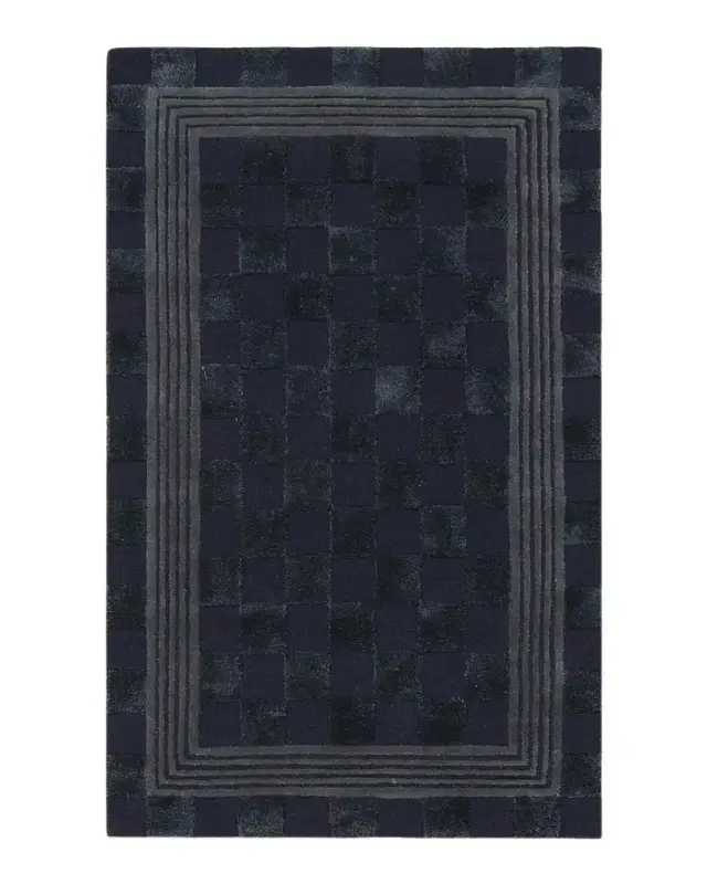 MacKenzie-Childs Indigo Blue Tonal Check Rug, 3 ' x 5 '
