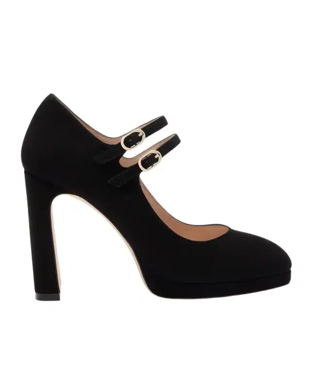 Stuart Weitzman 100mm Babette Suede Platform Mary Janes