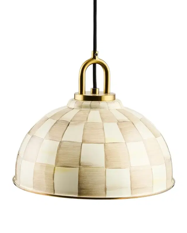 MacKenzie-Childs Mocha Check 12" Dome Pendant