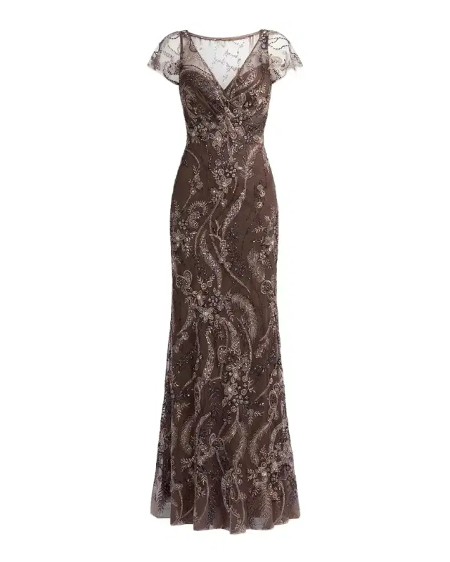 Mac Duggal Embroidered Sequined Gown