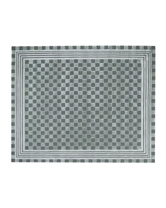 MacKenzie-Childs Sage Green Tonal Check Rug, 8 ' x 10 '