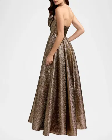 Mac Duggal Metallic Brocade Bow Strapless Gown | Thumbnail 3