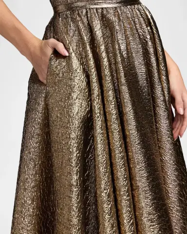 Mac Duggal Metallic Brocade Bow Strapless Gown | Thumbnail 4