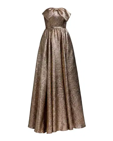 Mac Duggal Metallic Brocade Bow Strapless Gown | Thumbnail 1