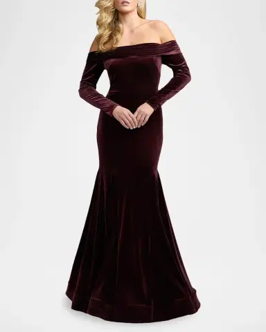 Mac Duggal Velvet Off-The-Shoulder Mermaid Gown | Thumbnail 2
