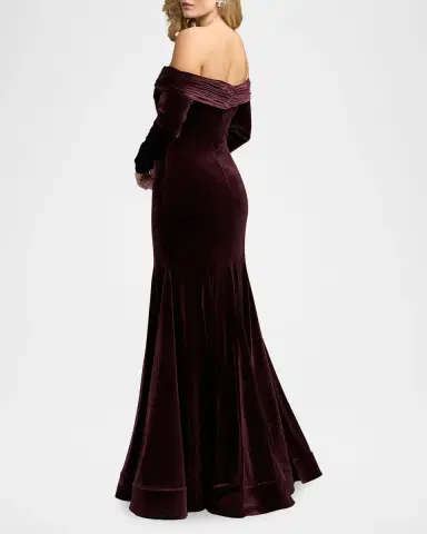 Mac Duggal Velvet Off-The-Shoulder Mermaid Gown | Thumbnail 3