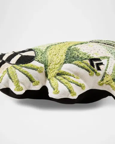 MacKenzie-Childs Embroidered Frog Throw Pillow, 15" x 17" | Thumbnail 3