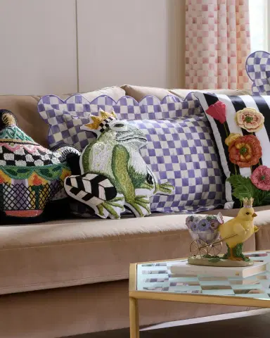 MacKenzie-Childs Embroidered Frog Throw Pillow, 15" x 17" | Thumbnail 4