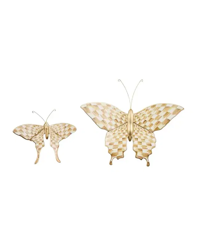 MacKenzie-Childs Mocha Butterfly Wall Decor Duo
