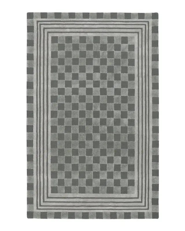 MacKenzie-Childs Sage Green Tonal Check Rug, 5 ' x 8 '