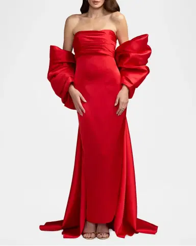 Mac Duggal Oversized Bow Satin Gown | Thumbnail 2