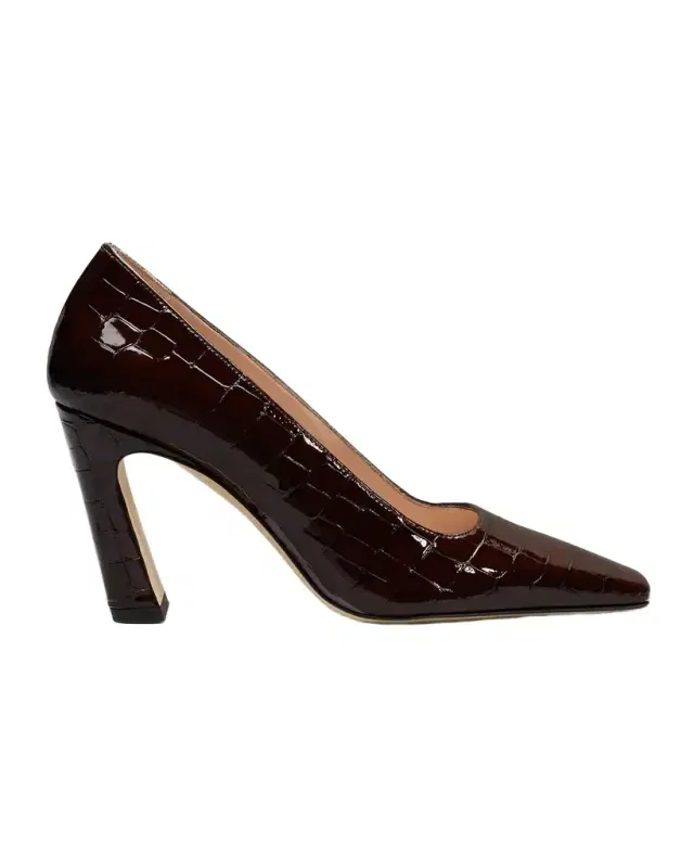 Stuart Weitzman Stassi 85MM Croc-Embossed Patent Leather Pumps