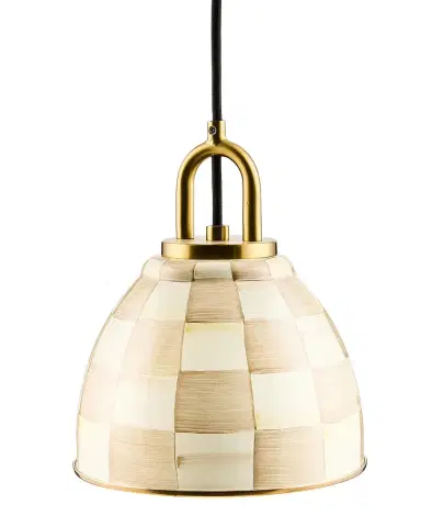 MacKenzie-Childs Mocha Check 8" Dome Pendant | Thumbnail 3