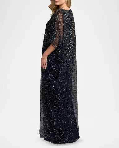 Mac Duggal Embellished Mesh Caftan Maxi Dress | Thumbnail 3