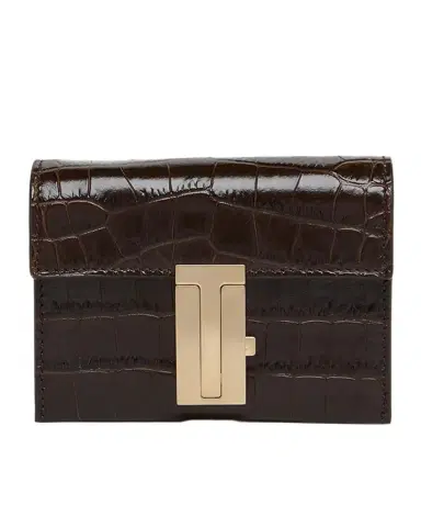 Tom Ford Mia Croc-Embossed Leather Crossbody Card Holder | Thumbnail 1