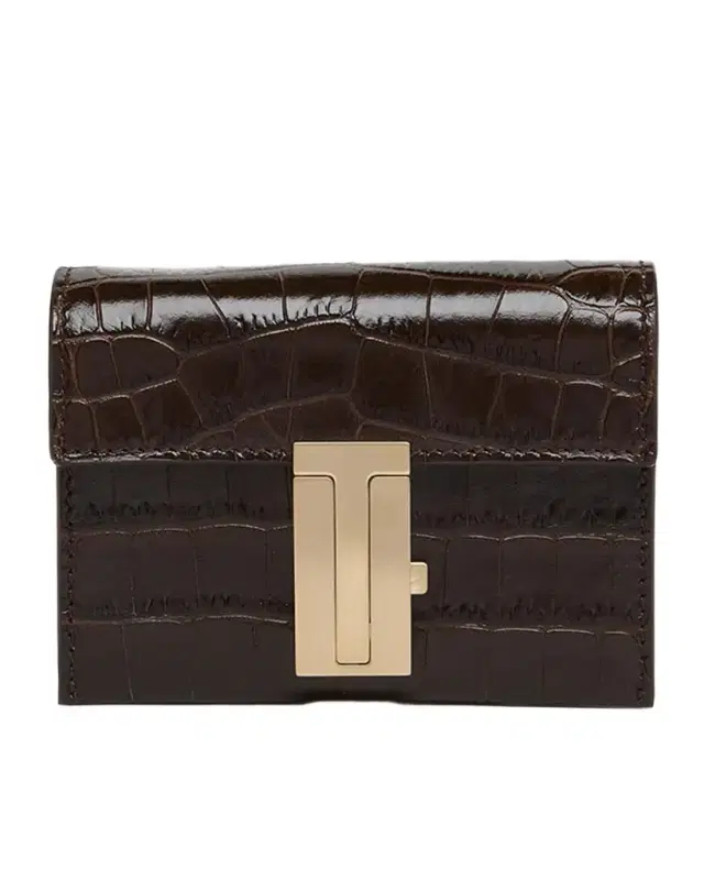 Tom Ford Mia Croc-Embossed Leather Crossbody Card Holder