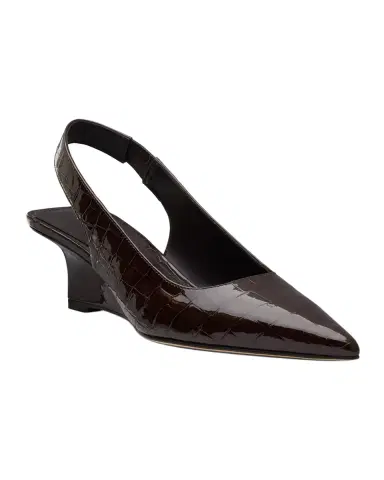 Stuart Weitzman Vinnie 50MM Croc-Embossed Leather Slingback Sandals | Thumbnail 4