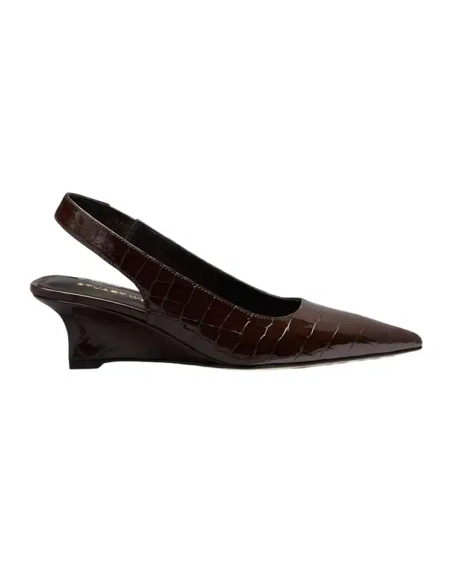 Stuart Weitzman Vinnie 50MM Croc-Embossed Leather Slingback Sandals