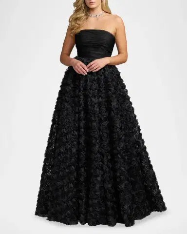 Mac Duggal Strapless Rosette Lace Ballgown | Thumbnail 2