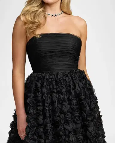 Mac Duggal Strapless Rosette Lace Ballgown | Thumbnail 4