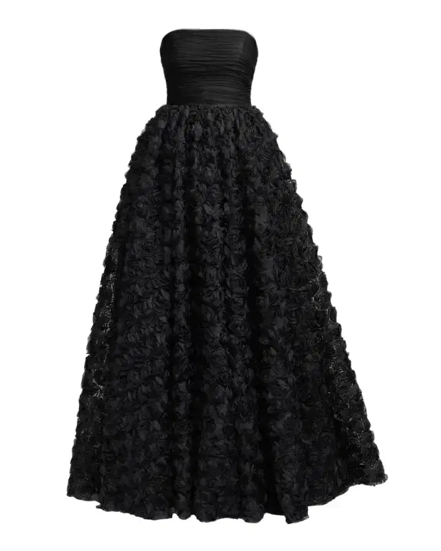 Mac Duggal Strapless Rosette Lace Ballgown