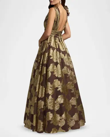 Mac Duggal Metallic Floral Brocade Ball Gown | Thumbnail 3