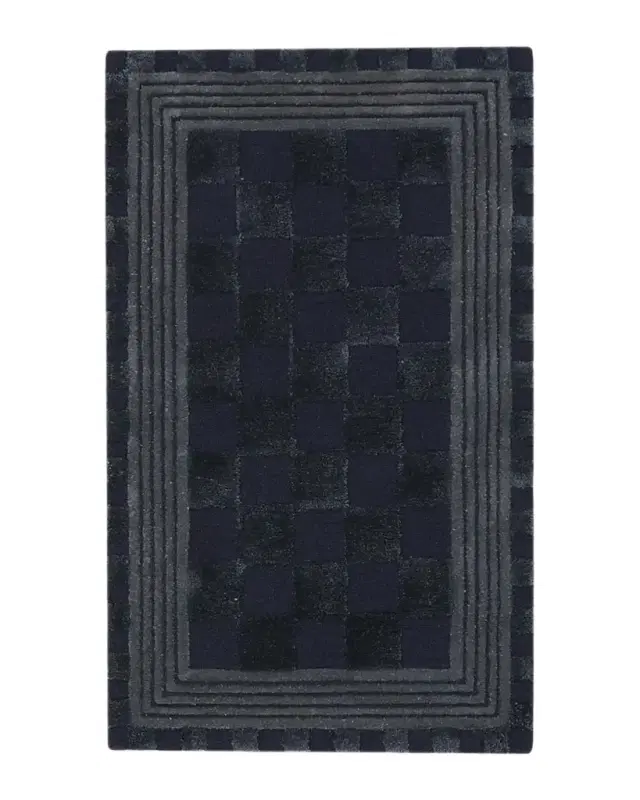 MacKenzie-Childs Indigo Blue Tonal Check Rug, 2 ' x 4 '