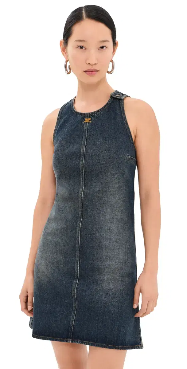 Courrèges Vintage Blue Denim A-Line Mini Dress Vintage Medium Blue