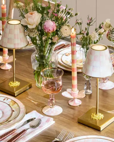 MacKenzie-Childs Rosy Check Rechargeable Cafe Table Lamp | Thumbnail 4
