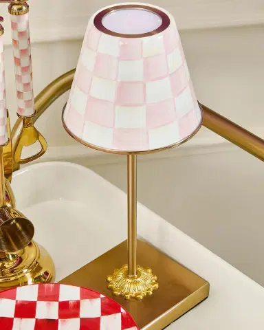 MacKenzie-Childs Rosy Check Rechargeable Cafe Table Lamp | Thumbnail 6