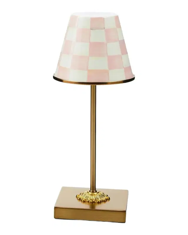 MacKenzie-Childs Rosy Check Rechargeable Cafe Table Lamp