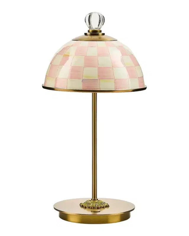 MacKenzie-Childs Rosy Check Rechargeable Dome Table Lamp