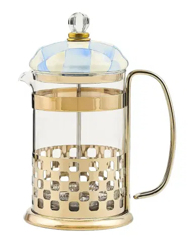 MacKenzie-Childs Sky Check French Press | Thumbnail 1