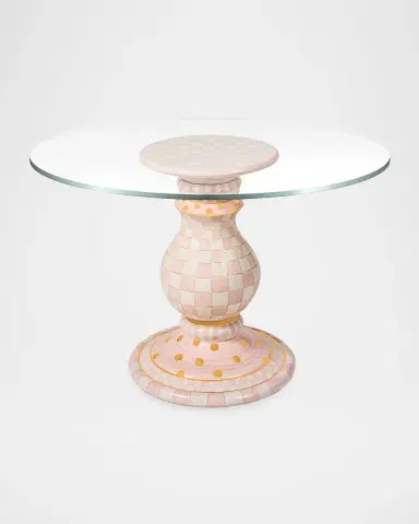 MacKenzie-Childs Rosy Check Ceramic Pedestal Table Base | Thumbnail 2 MacKenzie-Childs Rosy Check Ceramic Pedestal Table Base | Thumbnail 2