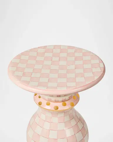 MacKenzie-Childs Rosy Check Ceramic Pedestal Table Base | Thumbnail 3 MacKenzie-Childs Rosy Check Ceramic Pedestal Table Base | Thumbnail 3