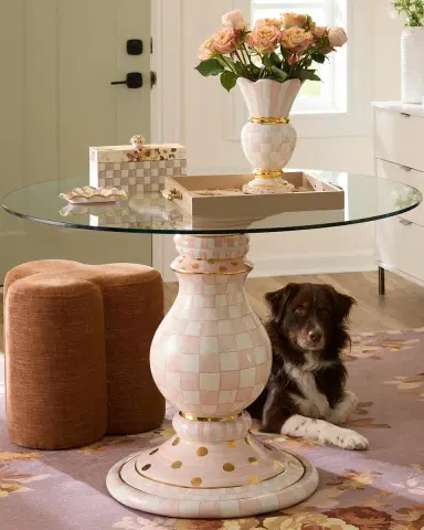 MacKenzie-Childs Rosy Check Ceramic Pedestal Table Base | Thumbnail 5 MacKenzie-Childs Rosy Check Ceramic Pedestal Table Base | Thumbnail 5